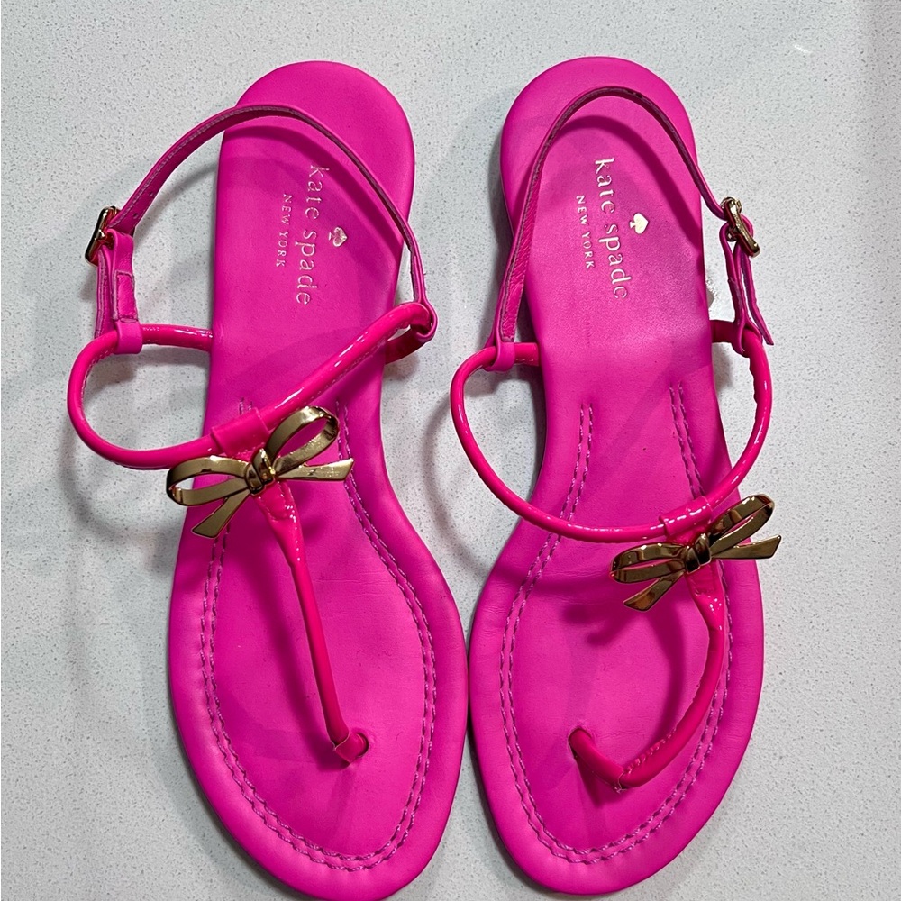 KATE SPADE NEW YORK Womens Hot Pink Piazza Leather Thong size 8